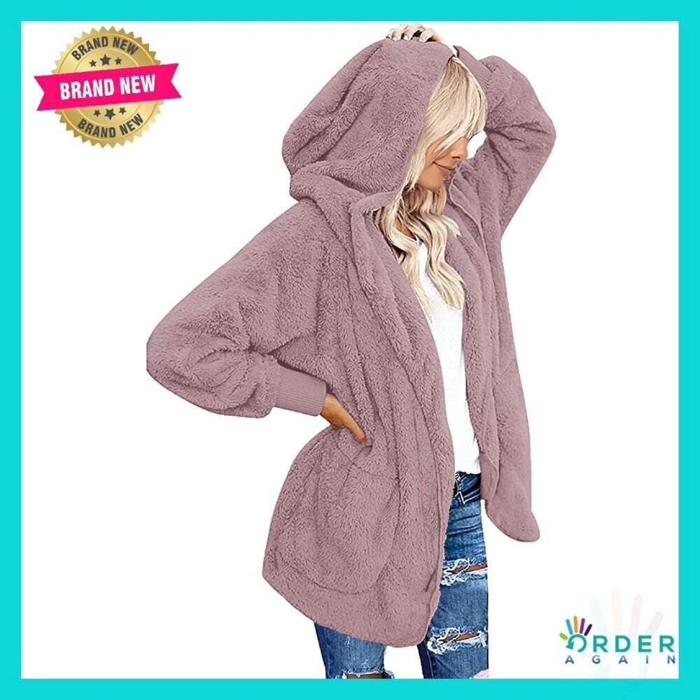 Oversized Sherpa Cardigan Hooded Open Front Fuzzy Coat Chic Y2K Style